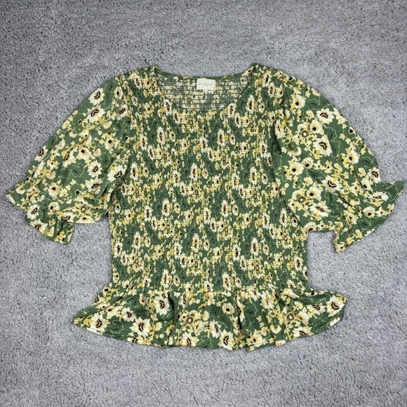 Melloday Top Womens Large Floral Boho Festival Party Office Work Bright Colorful - Picture 1 of 3